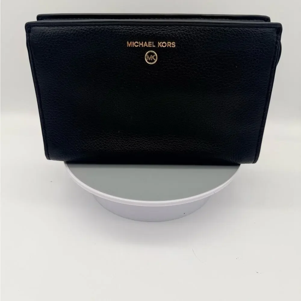 Michael Kors Valerie Small Pebbled Leather Crossbody - Black/Gold